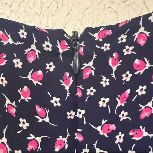 Lauren Ralph Lauren Georgette French Navy Pink Floral Fit and Flare Dress size 2 - Picture 3 of 16